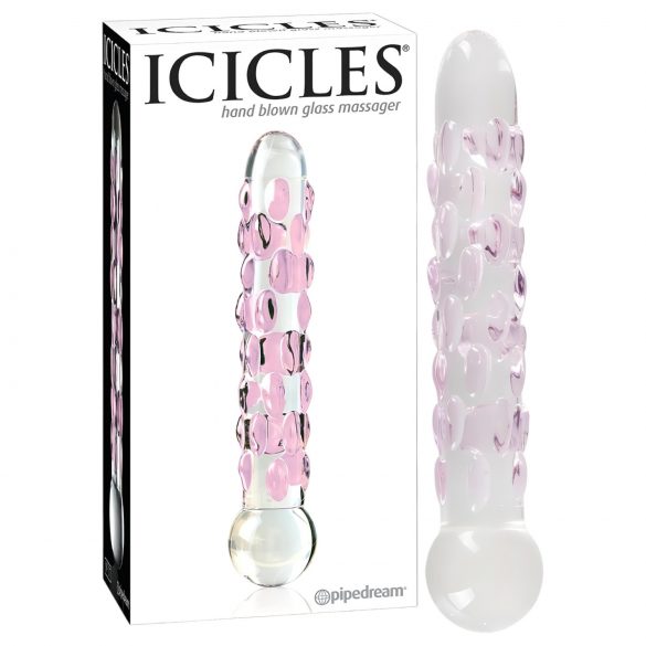 Icicles No. 7 - gebogen glazen dildo met kralen