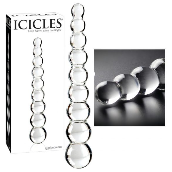 Icicles No. 2 - kogelvormige glazen dildo (transparant)