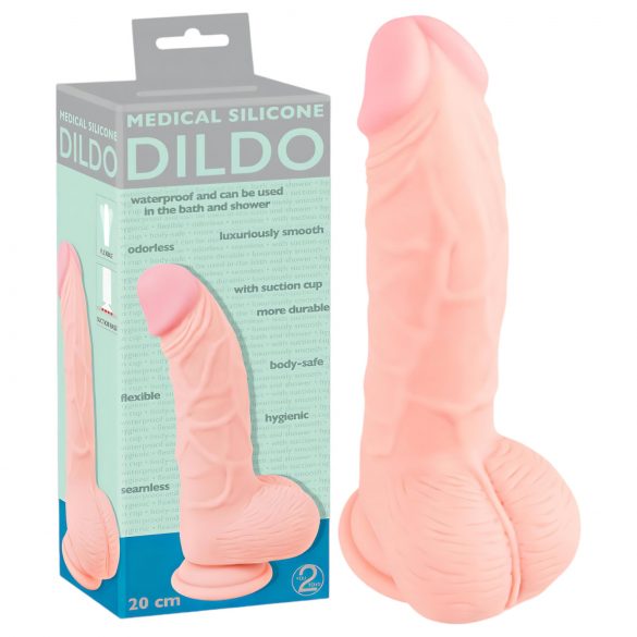 Medische siliconen dildo (20cm) - natuurgetrouw