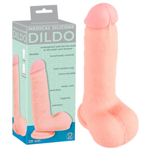 Medisch - rechte siliconen dildo (20cm) - natuurlijk