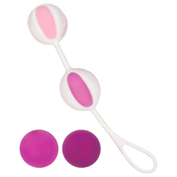 Geisha Balls 2 - variabele kegelbalset (roze-wit)