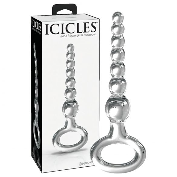 Icicles No. 67 - glazen dildo met handgreep en bolletjes (transparant)