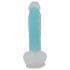 Glow in the Dark - Zelfklevende en oplichtende dildo (blauw)