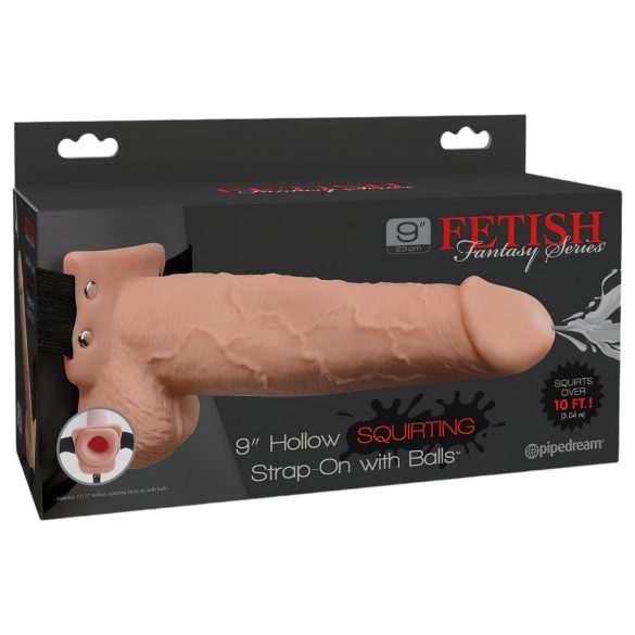 Fetish Strap-On 9 - holle dildo met spuitfunctie (natuurlijk)