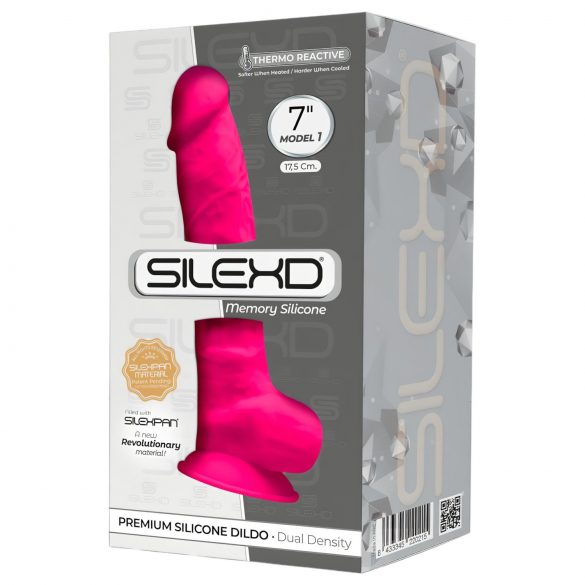 Silexd 7 - Vormbare dildó met zuignap en ballen - 17,5cm (pink)