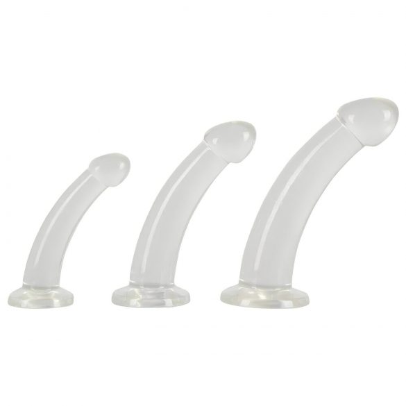 Crystal Clear - set van 3 doorzichtige anale dildo's in eikeldesign