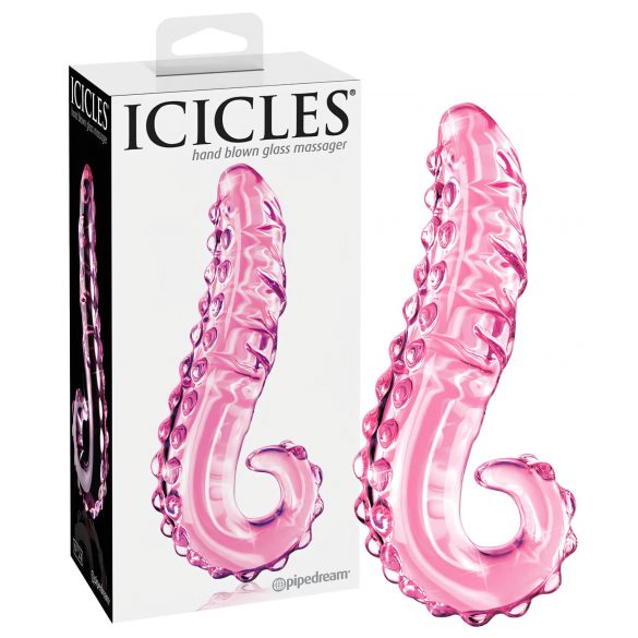 Icicles No. 24 - Ribbelige glazen dildo roze