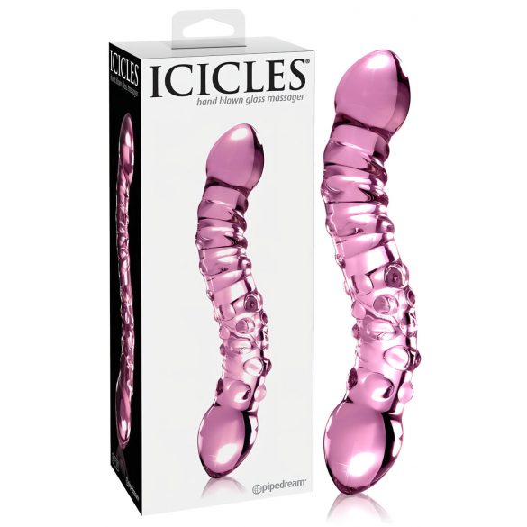 Icicles No. 55 - Dubbelzijdig G-spot glas dildo (roze)