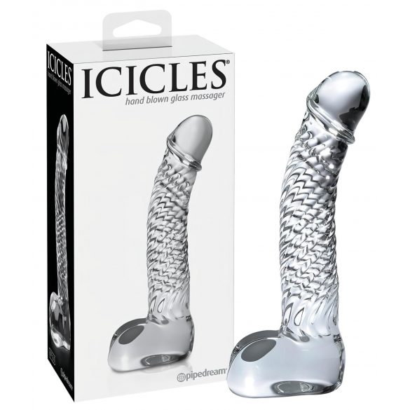 Icicles Nr. 61 - Elegant glazen dildo met eieren (transparant)