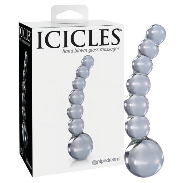 Icicles No. 66 - gebogen glazen dildo met bolletjes (doorzichtig)