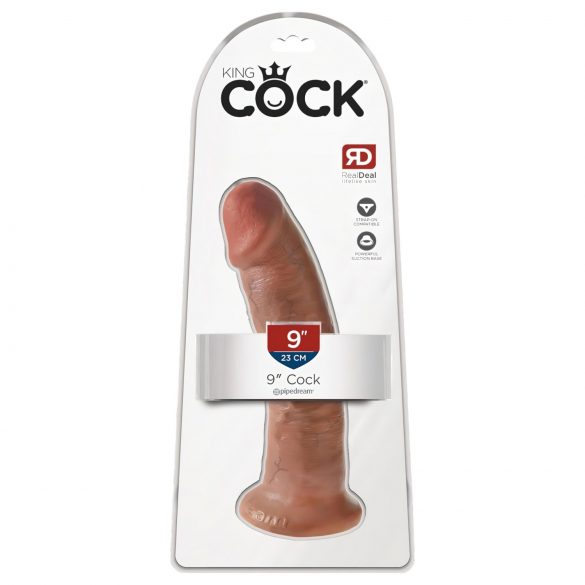 King Cock 9 - Realistische zuignap dildo (23cm) - Donkere huidtint