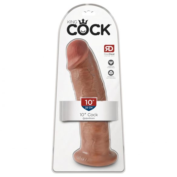 King Cock 10 - Grote zuignap dildo (25cm) - Donker natuur