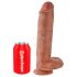 King Cock 11 - zuignap dildo met testes (28cm) - donker natuur