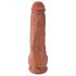 King Cock 11 - zuignap dildo met testes (28cm) - donker natuur