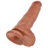 King Cock 11 - zuignap dildo met testes (28cm) - donker natuur