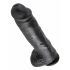 King Cock 11 - Zwarte dildo met zuignap en ballen (28 cm)