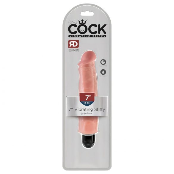 King Cock 7" Stiffy - Waterdichte Realistische Vibrator (18cm) - Naturaal