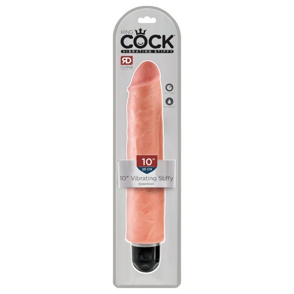 King Cock 10 Stiffy - Waterproof, levensechte vibrator (25cm) - natuurlijk