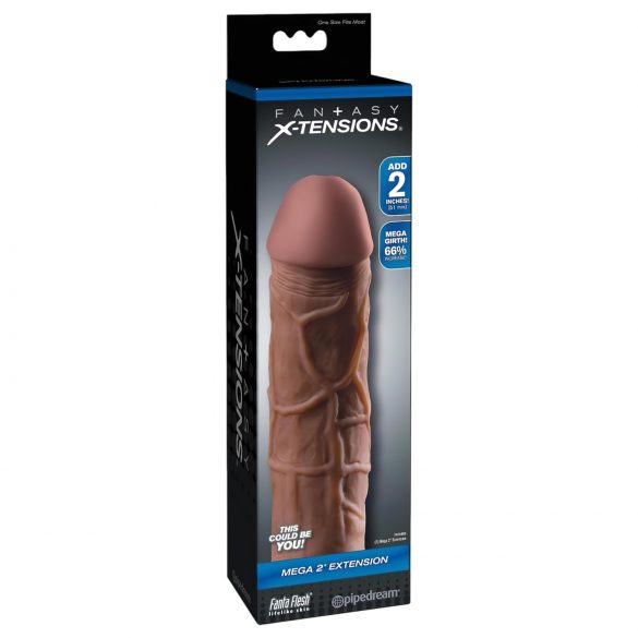 X-TENSION Mega 2 - levensechte penismantel (20,3cm) - donker natuur