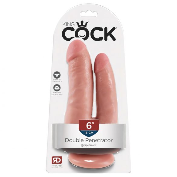 King Cock Dubbele Genieter - levensechte dubbele dildo (naturel)