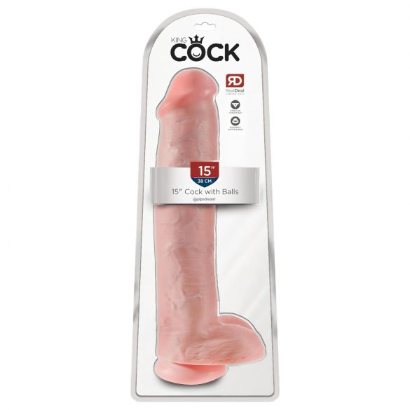 King Cock 15 - zuignap dildo met ballen (38cm) - natuurlijk