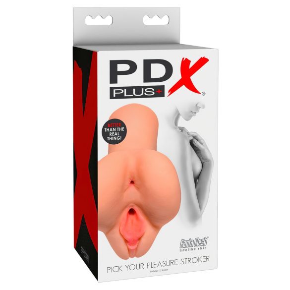 PDX Kies Je Genot Stroker - 2in1 levensechte masturbator (naturel)