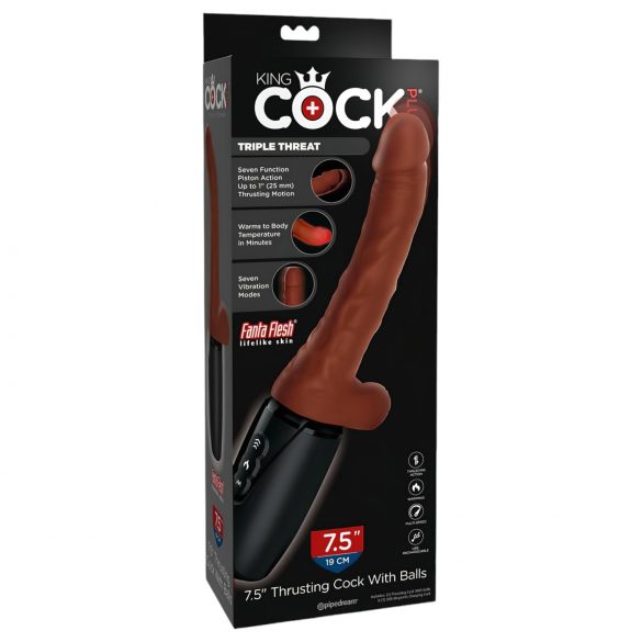 King Cock Plus 7,5 - Bruine trilvibrator met balletjes