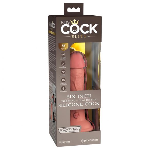 King Cock Elite 6 - levensechte vibrator 15cm (donkere tint)