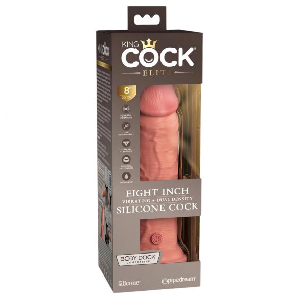 King Cock Elite 8 - Realistische Vibrator 20cm met Zuignap, Naturel