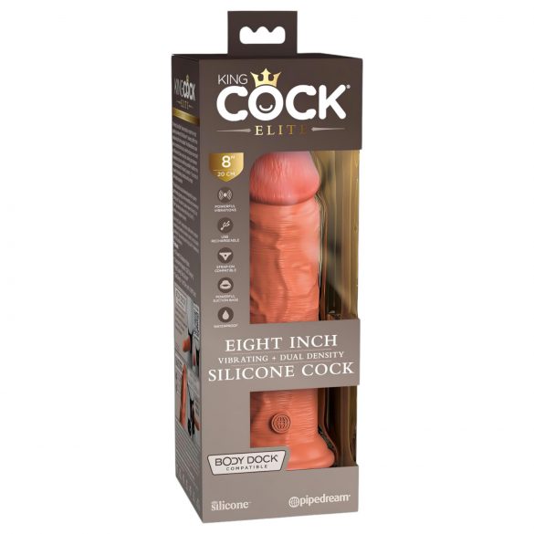 King Cock Elite 8 - Levensechte vibrator 20cm (donker natuur)