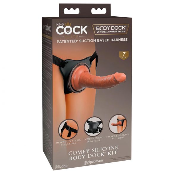 King Cock Elite Comfort - Strap-on dildo met harnas (donker huidtint)