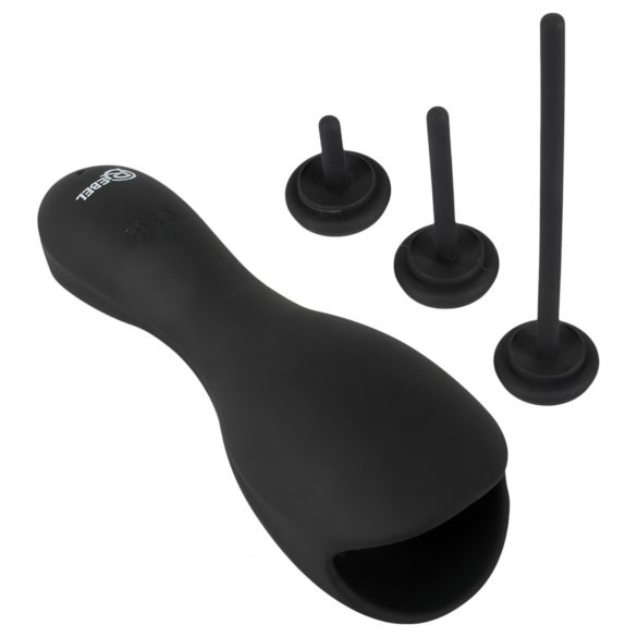 Rebel - Glansvibrator met dilatorset (zwart)