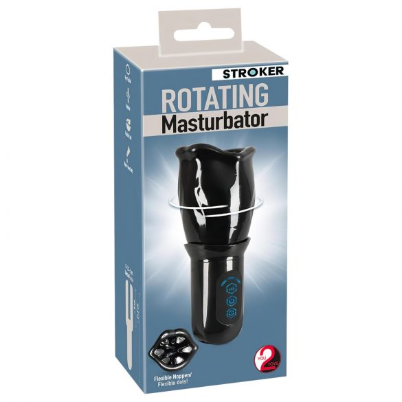 STROKER Rotator - oplaadbare draaiende mondmasturbator (zwart)