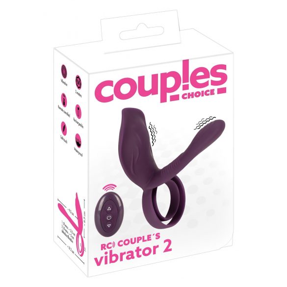 Couples Choice - oplaadbare, draadloze paarse penisring