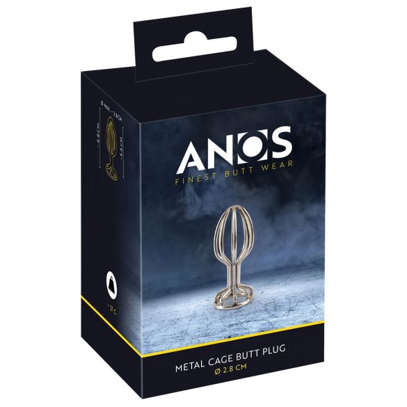 ANOS Metaal (2,8cm) - stalen anaal plug met kooi (zilver)