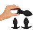 Black Velvet - oplaadbaar anaal vibrator set - 3-delig (zwart)