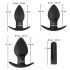 Black Velvet - oplaadbaar anaal vibrator set - 3-delig (zwart)