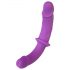 SMILE - Paars-zwarte dubbele strap-on dildo met slipje