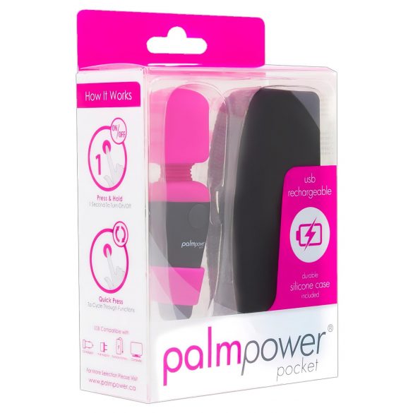 PalmPower Pocket Wand - mini vibrator massager (roze-zwart)