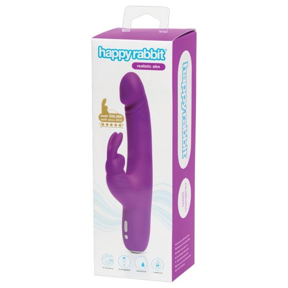 Happyrabbit Realistic Slim - oplaadbare clitorisvibrator (paars)