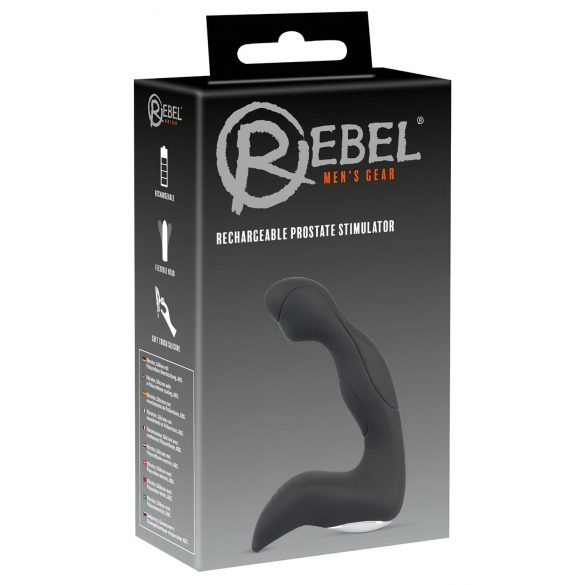 Rebel - Oplaadbare beginners prostaat vibrator, golvend (zwart)