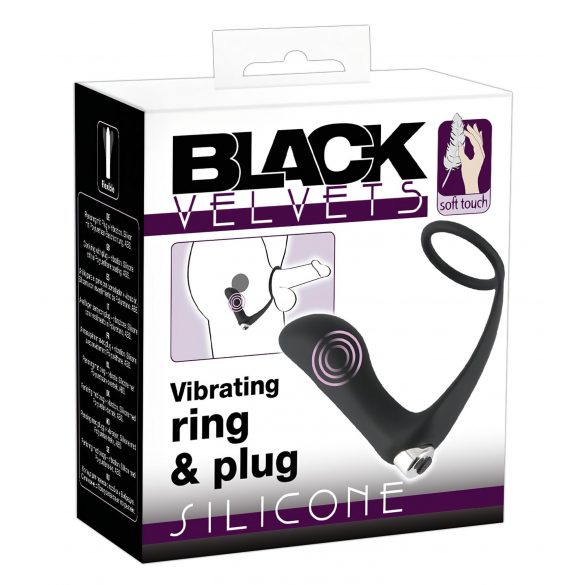 Zwarte Fluweel - anale vibrator met penisring (zwart)