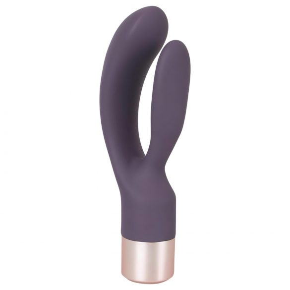 Elegant Dubbel - Oplaadbare, luxe vibrator met clitorisstimulatie (donkerpaars)