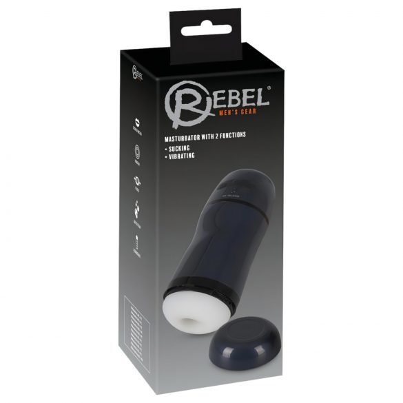 Rebel - 2in1 zuig- en vibratiemasturbator (zwart)