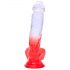 Sunfo - Zuignap dildo met balzak - 21 cm (transparant-rood)