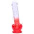 Sunfo - Zuignap dildo met balzak - 21 cm (transparant-rood)