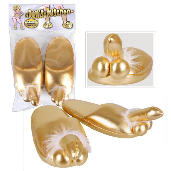 Gouden slippers - met penisontwerp