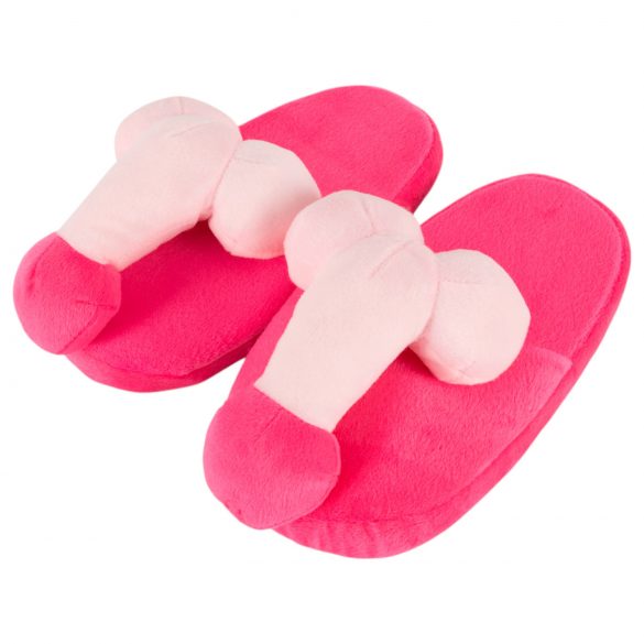 Roze pluche pantoffels - penisvorm