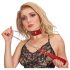 ZADO - leren halsband met riem (rood)