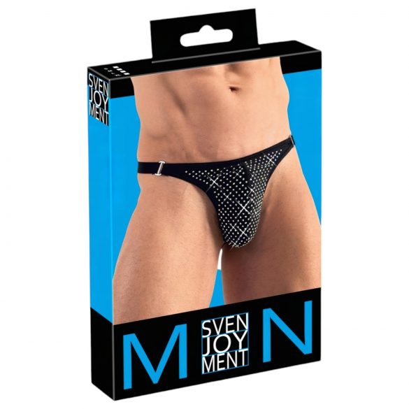 Svenjoyment - zwarte string met strass voor mannen